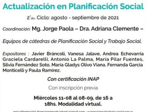 Curso Virtual de Actualización en Planificación Social Segundo Ciclo Agosto-Septiembre 2021