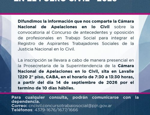 Convocatoria al Concurso de Trabajadores Sociales en el Fuero Civil – 2026